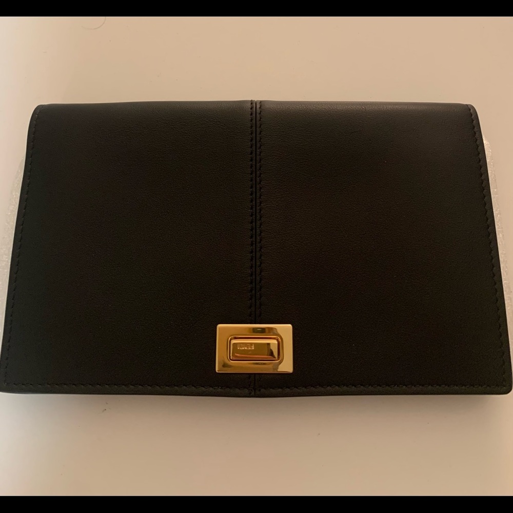 Fendi Turn lock wallet on chain leather